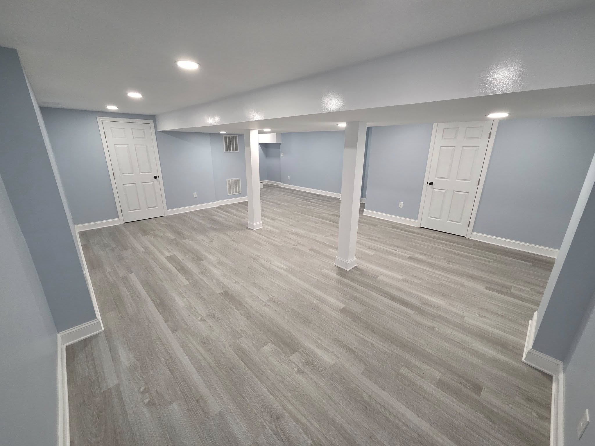 Finished modern basement renovation